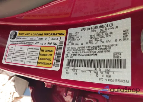 2025 Ford Bronco Sport Big Bend из США, поврежденный, VIN 3FMCR9BN3SRE19796